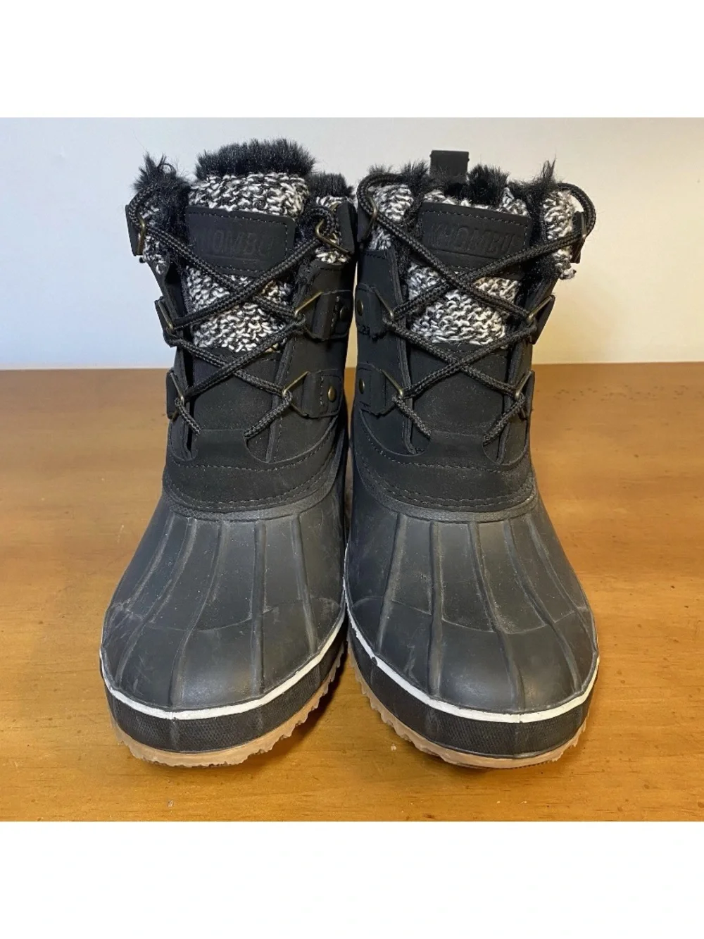 Khombu Women’s 7 Keri Black Duck Boots Faux Fur Lined Waterproof Winter Snow